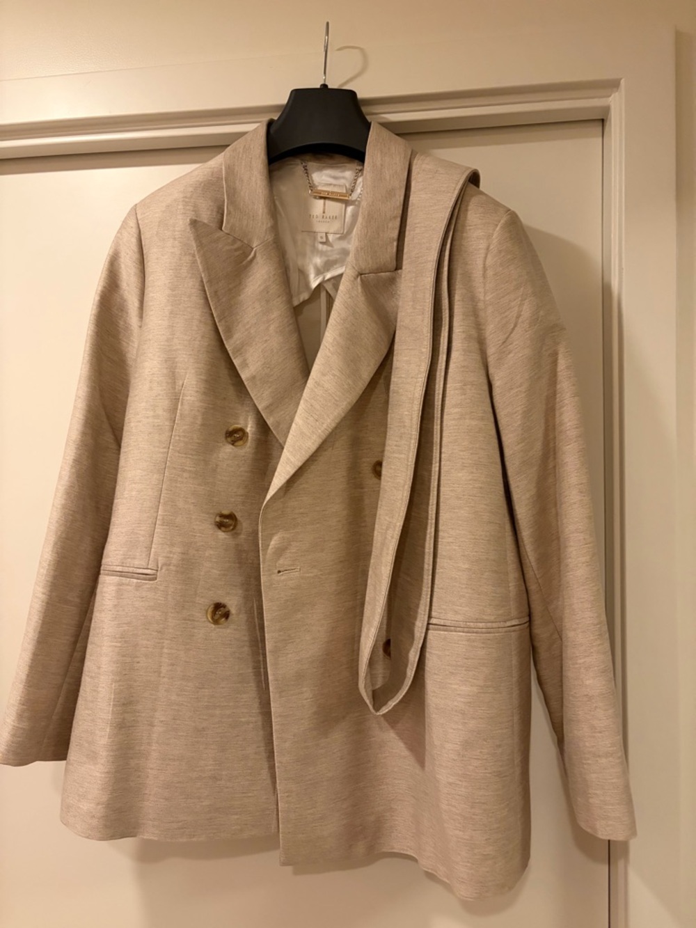 Ted Baker Beige Double-Breasted Blazer with Belt